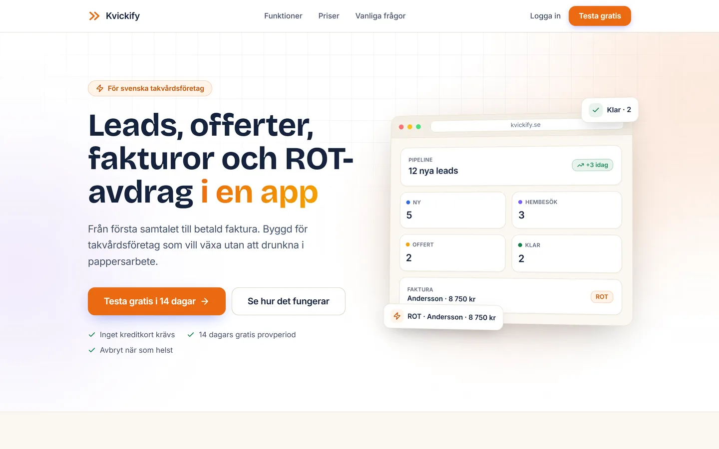 Skärmbild av Kvickify