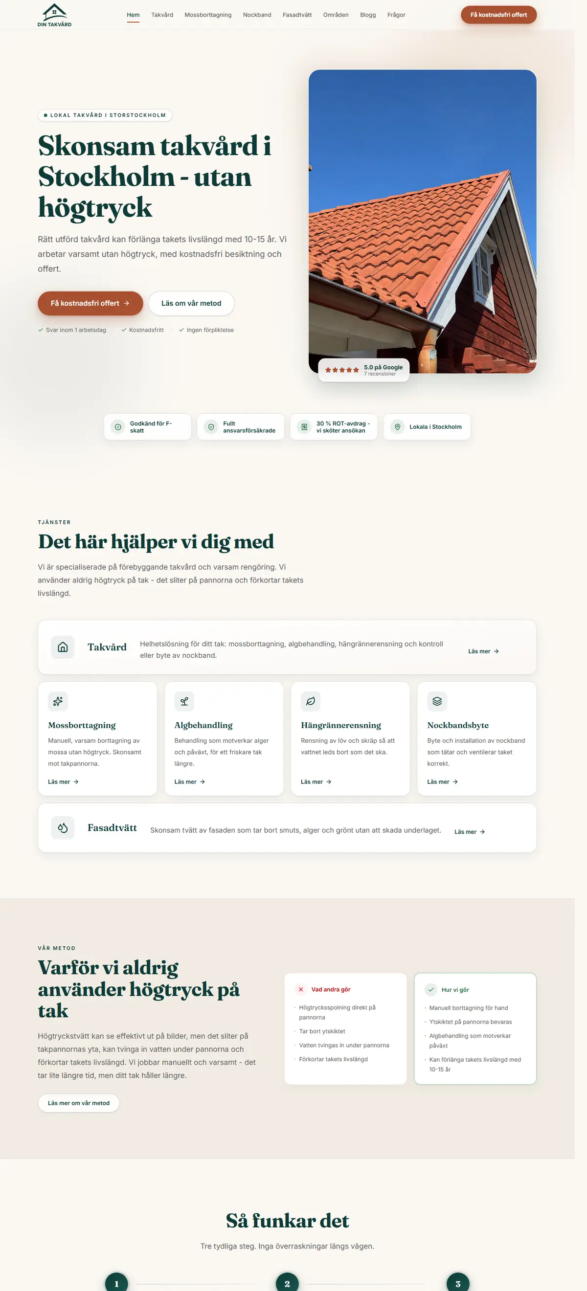 Skärmbild av dintakvard.se, byggd av WAFF